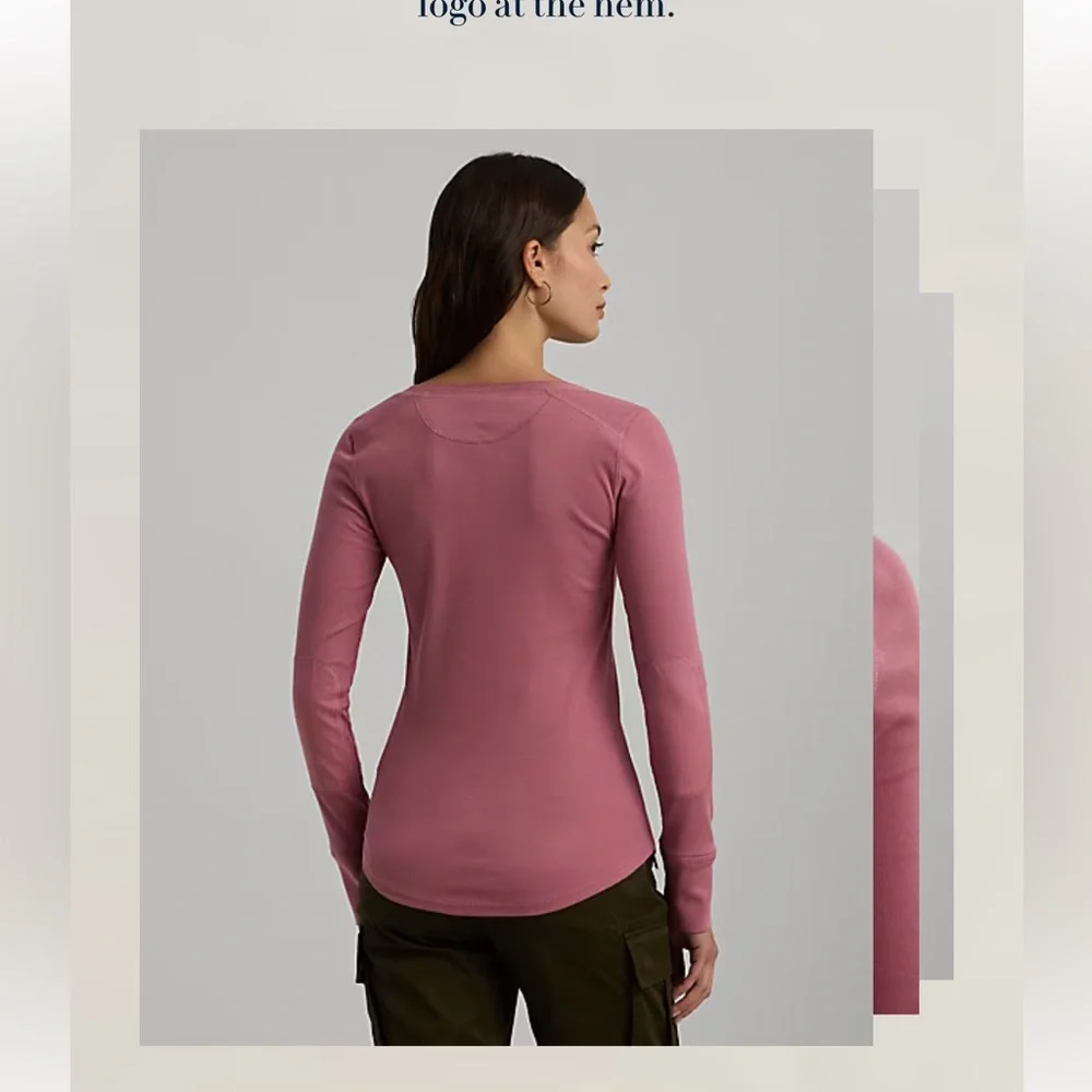 Lauren Ralph Lauren Henley Cotton Long Sleeve Size Medium - Picture 5 of 12